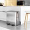 Silver Stainless Steel Dual Compartment Trash Can with Step-On Pedals and Soft Close